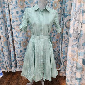 Calvin Klein Teal Pinstripe Cotton Dress